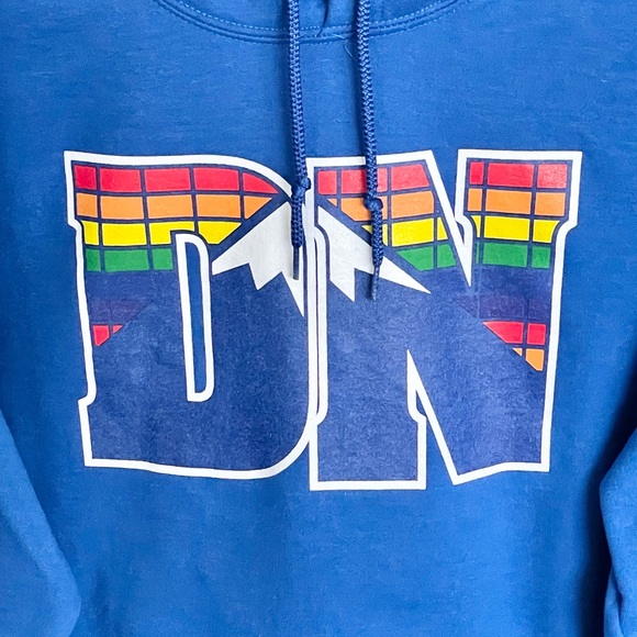 NBA Denver Nuggets DN Mountain Logo Graphic Blue Hoodie Adult size Large - Picture 4 of 8